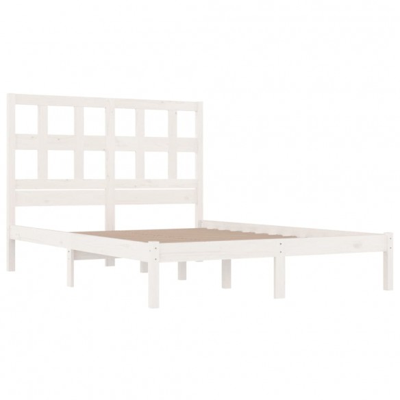 Cadre de lit Blanc Bois de pin massif 140x190 cm