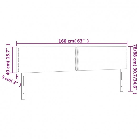 Tête de lit à LED Gris foncé 160x5x78/88 cm Tissu