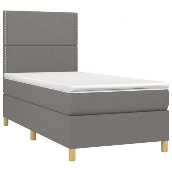 Cadre de lit avec matelas et LED Gris foncé 80x200cm