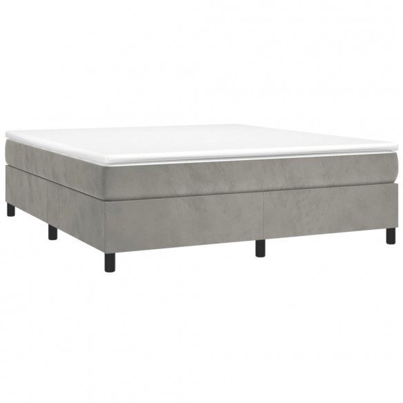 Cadre de lit et matelas Gris clair 160x200cm Velours