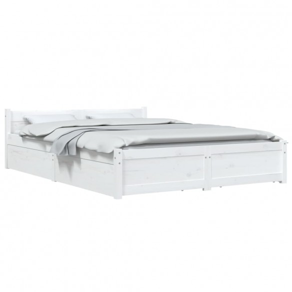 Cadre de lit avec tiroirs Blanc 160x200 cm
