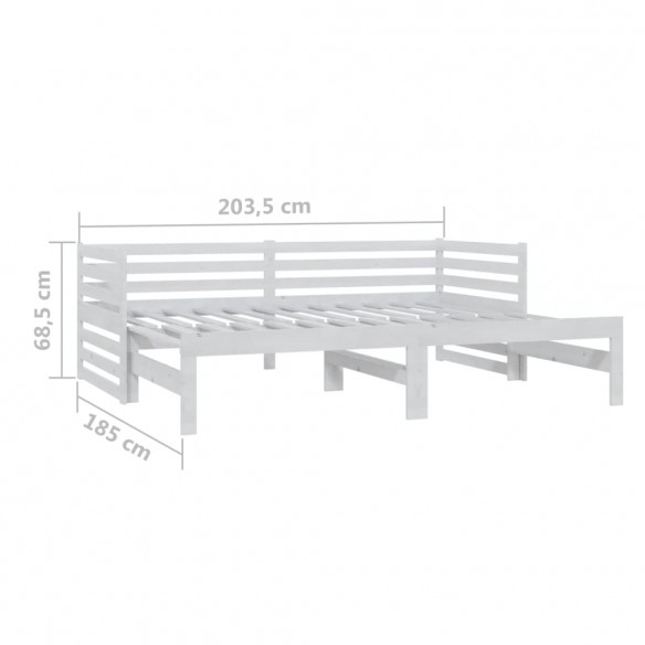 Lit coulissant 2x(90x200) cm Blanc Bois de pin massif