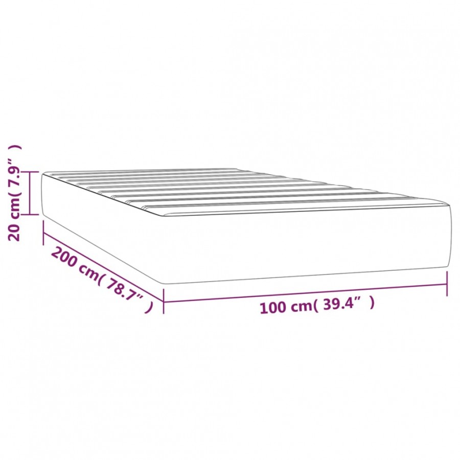 Matelas de lit à ressorts ensachés Rose 100x200x20 cm Velours Matelas de lit à ressorts ensachés Rose 100x200x20 cm Velours
