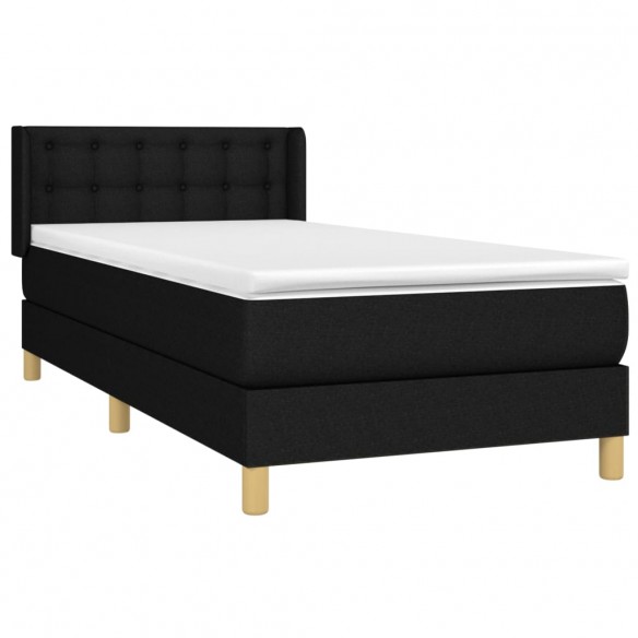 Cadre de lit avec matelas Noir 100x200 cm Tissu