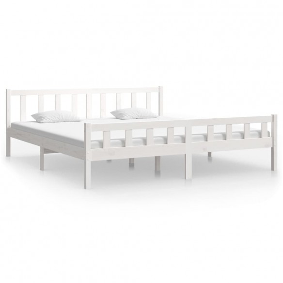 Cadre de lit blanc bois massif 180x200 cm super king