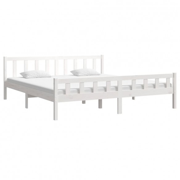 Cadre de lit blanc bois massif 180x200 cm super king