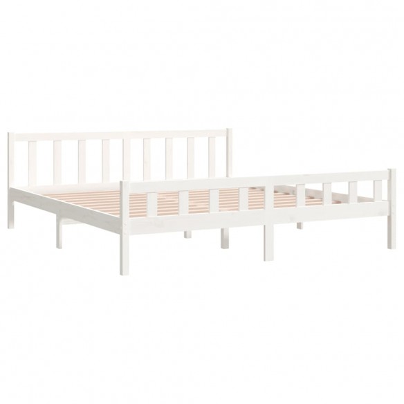 Cadre de lit blanc bois massif 180x200 cm super king