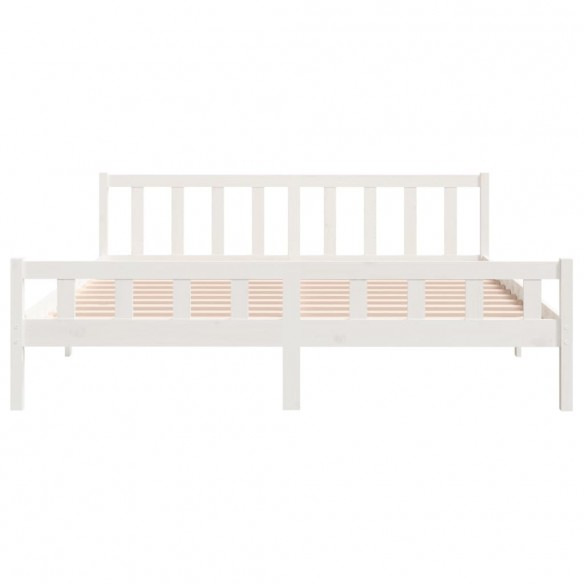 Cadre de lit blanc bois massif 180x200 cm super king