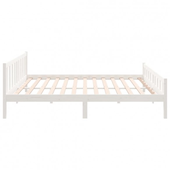 Cadre de lit blanc bois massif 180x200 cm super king