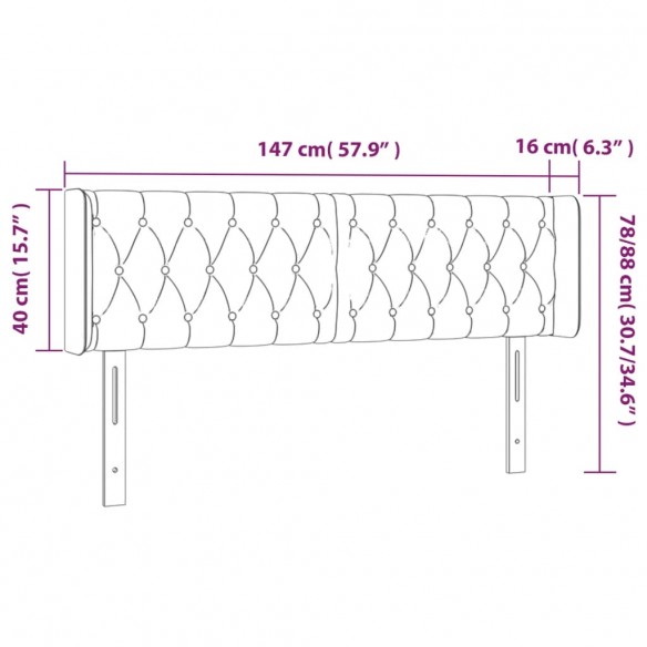 Tête de lit à LED Noir 147x16x78/88 cm Tissu