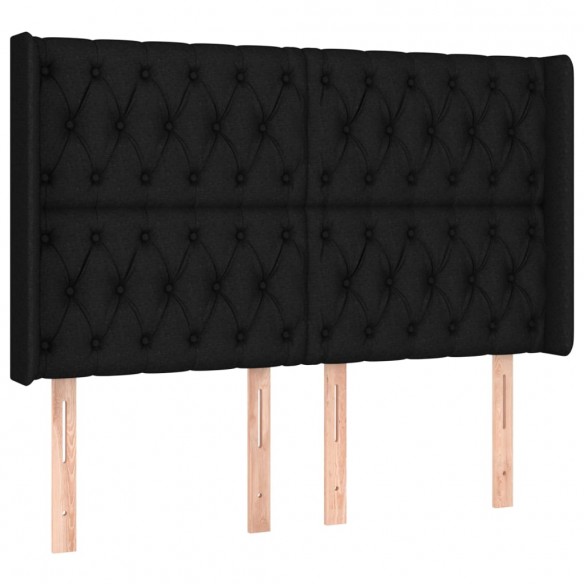 Sommier à lattes de lit matelas et LED Noir 140x190 cm Tissu