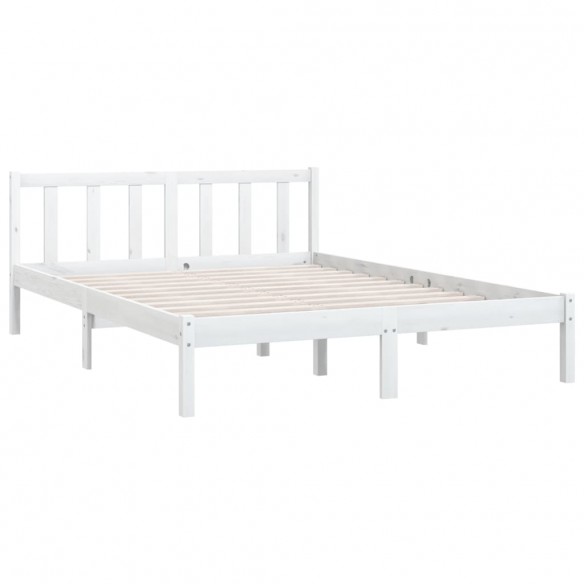 Cadre de lit Blanc Bois de pin massif 140x190 cm