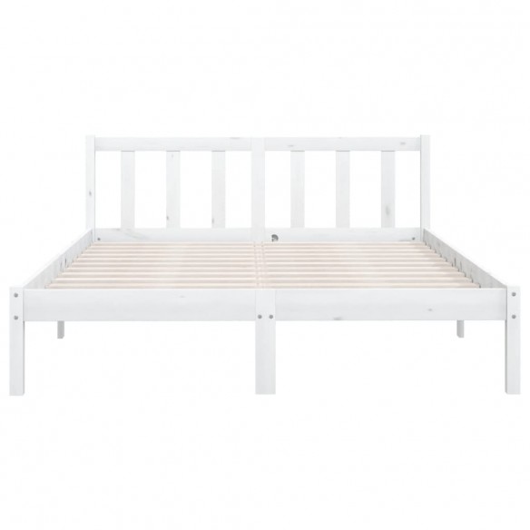 Cadre de lit Blanc Bois de pin massif 140x190 cm