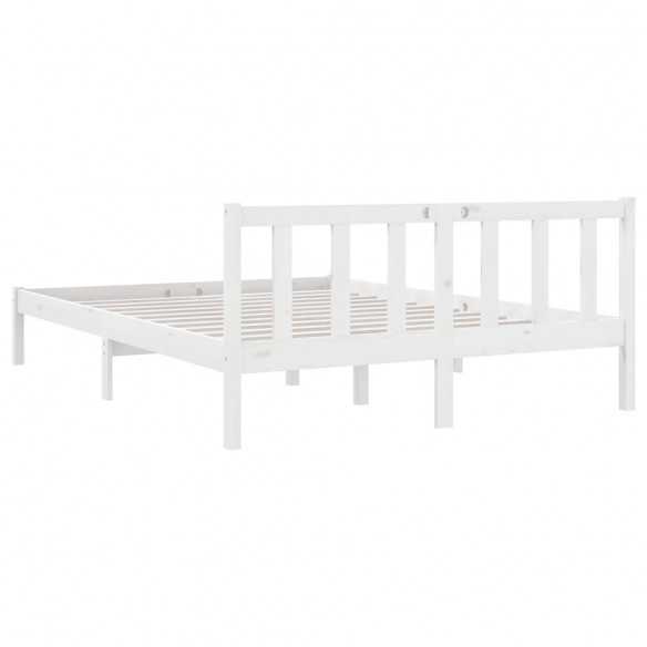 Cadre de lit Blanc Bois de pin massif 140x190 cm