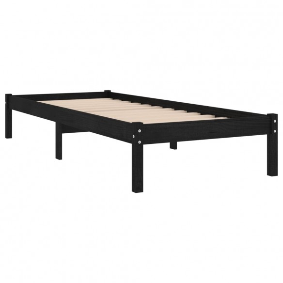 Cadre de lit Noir Bois massif 90x190 cm Simple