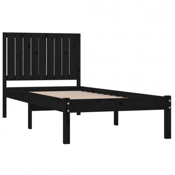 Cadre de lit Noir Bois de pin massif 90x190 cm Simple