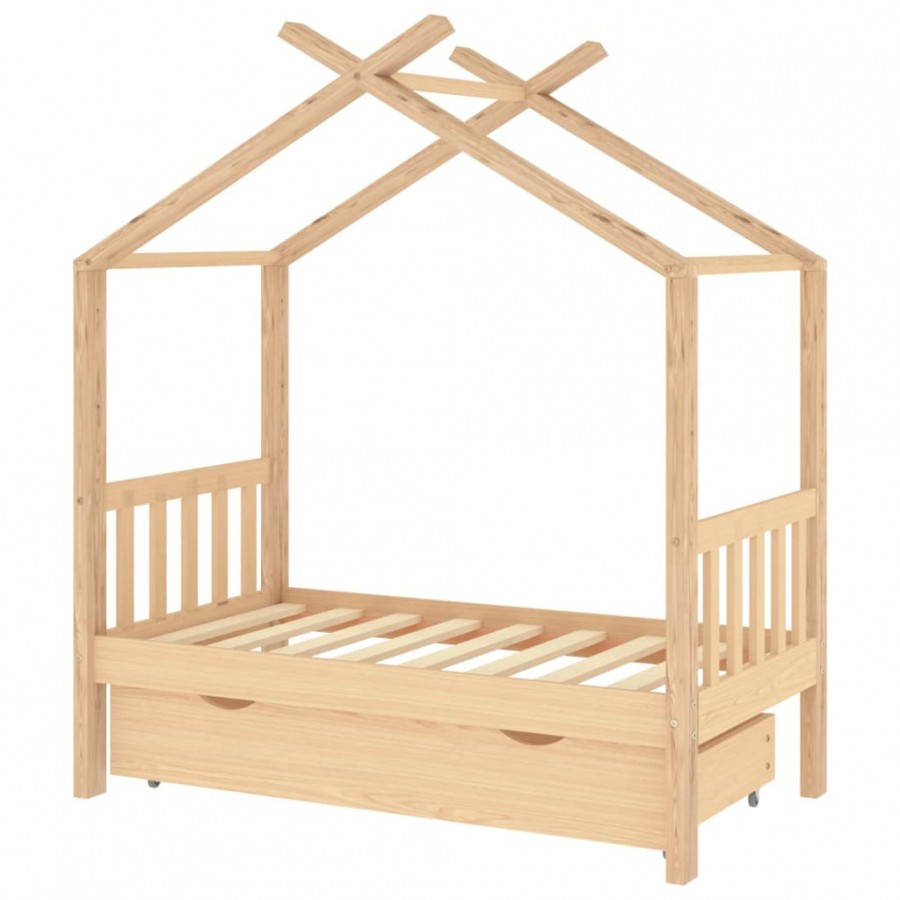 Lit d'enfant avec tiroir Bois de pin massif 70x140 cm Lit d'enfant avec tiroir Bois de pin massif 70x140 cm