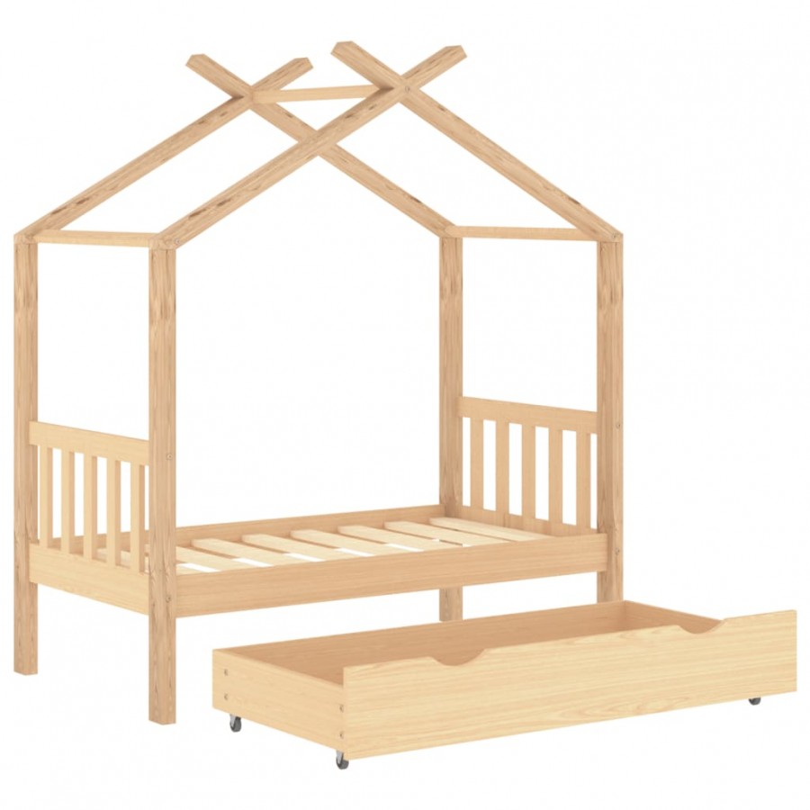 Lit d'enfant avec tiroir Bois de pin massif 70x140 cm Lit d'enfant avec tiroir Bois de pin massif 70x140 cm