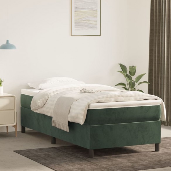 Sommier à lattes de lit avec matelas Vert foncé 100x200 cm