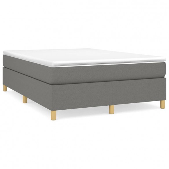 Cadre de lit avec matelas Gris foncé 140x190cm Tissu