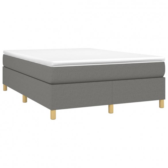 Cadre de lit avec matelas Gris foncé 140x190cm Tissu