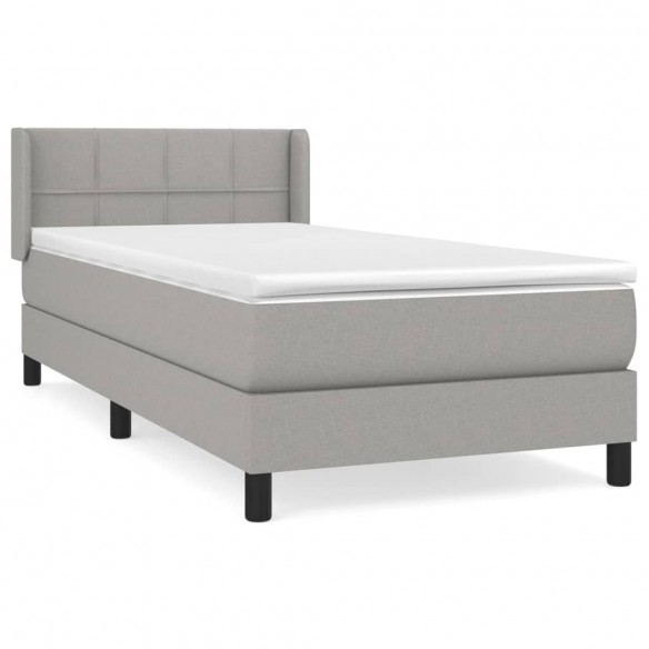 Cadre de lit avec matelas Gris clair 90x200 cm Tissu