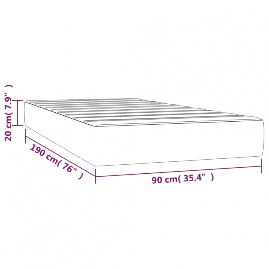 Matelas de lit à ressorts ensachés Gris clair 90x190x20cm Tissu Matelas de lit à ressorts ensachés Gris clair 90x190x20cm Tissu