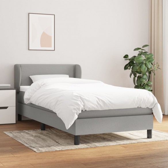 Cadre de lit et matelas Gris clair 90x190 cm Tissu