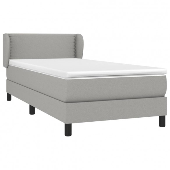 Cadre de lit et matelas Gris clair 90x190 cm Tissu