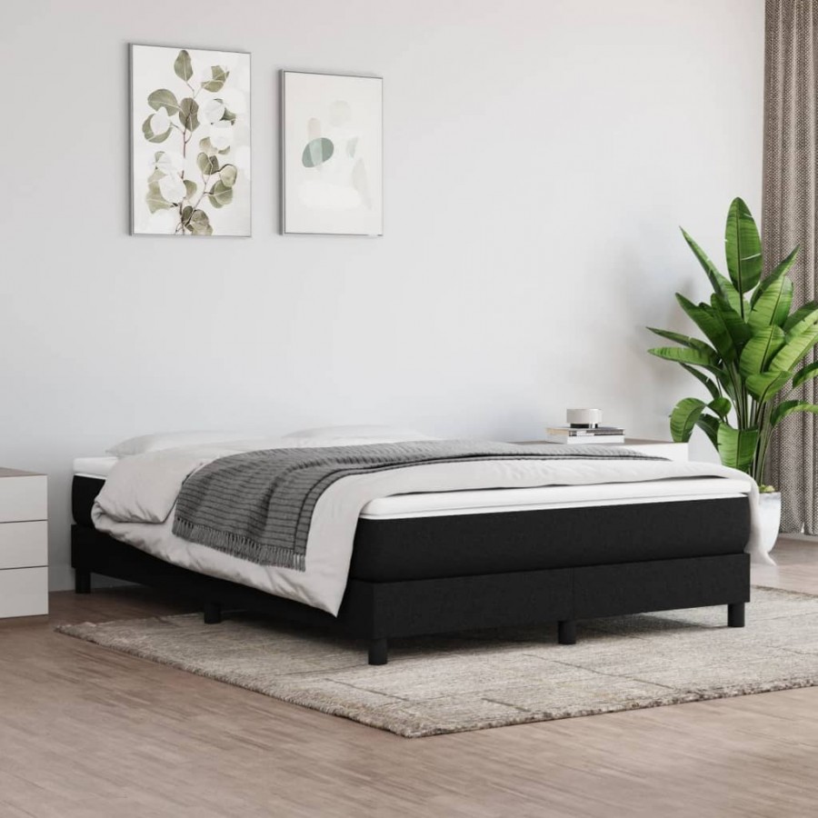 Sommier à lattes de lit avec matelas Noir 140x190 cm Tissu