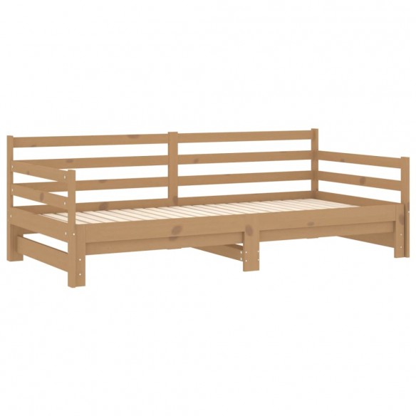 Lit coulissant Marron miel Bois de pin massif 2x(90x200) cm