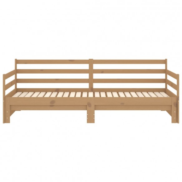 Lit coulissant Marron miel Bois de pin massif 2x(90x200) cm