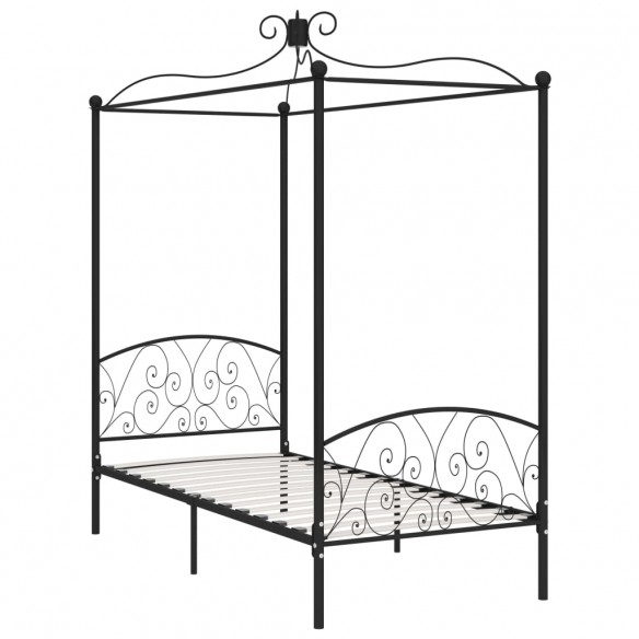 Cadre de lit à baldaquin Noir Métal 100 x 200 cm