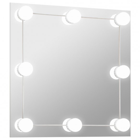 Miroir mural avec lampes LED Carré Verre