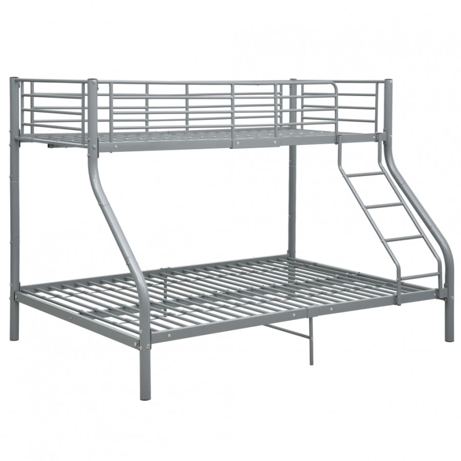 Lit Superposé Enfant en Métal Gris – 90x200 / 140x200 cm