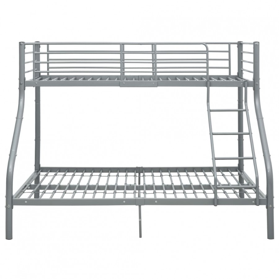 Lit Superposé Enfant en Métal Gris – 90x200 / 140x200 cm