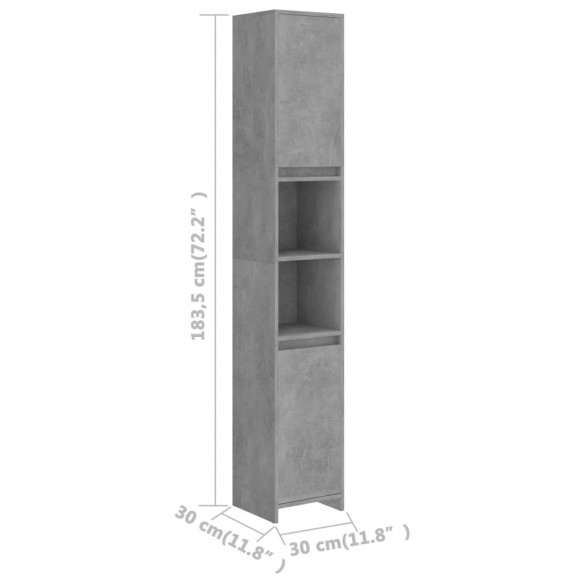 Armoire de salle de bain Gris béton 30x30x183,5 cm Aggloméré