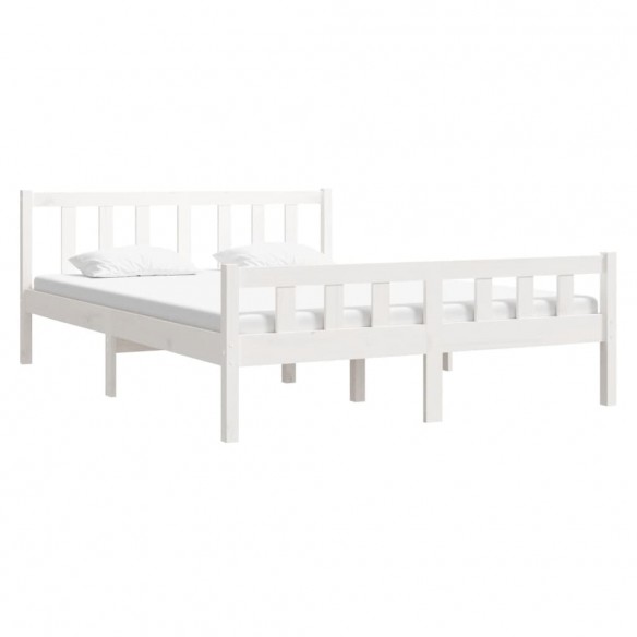 Cadre de lit blanc bois massif 135x190 cm double