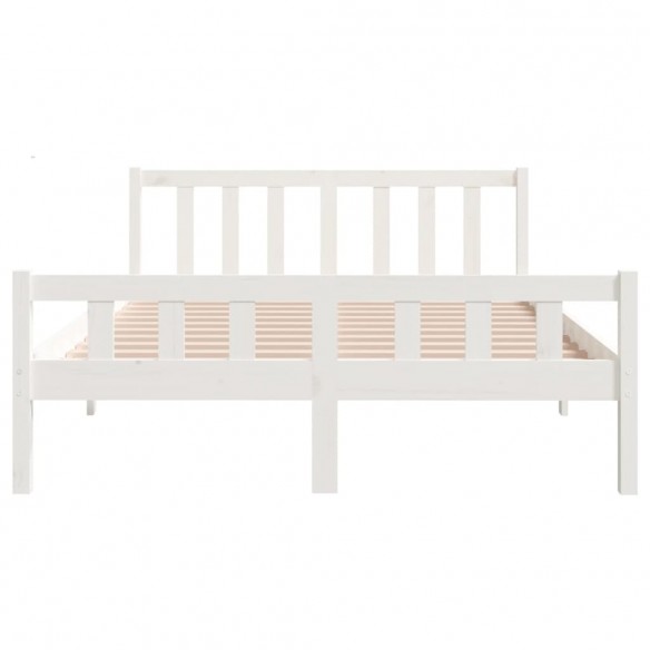 Cadre de lit blanc bois massif 135x190 cm double