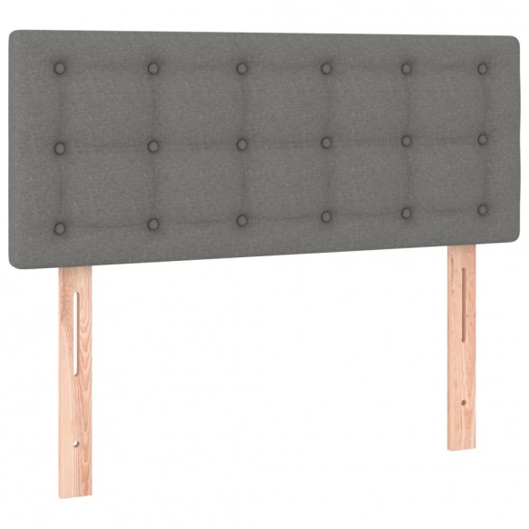 Cadre de lit avec matelas Gris foncé 90x200 cm Tissu