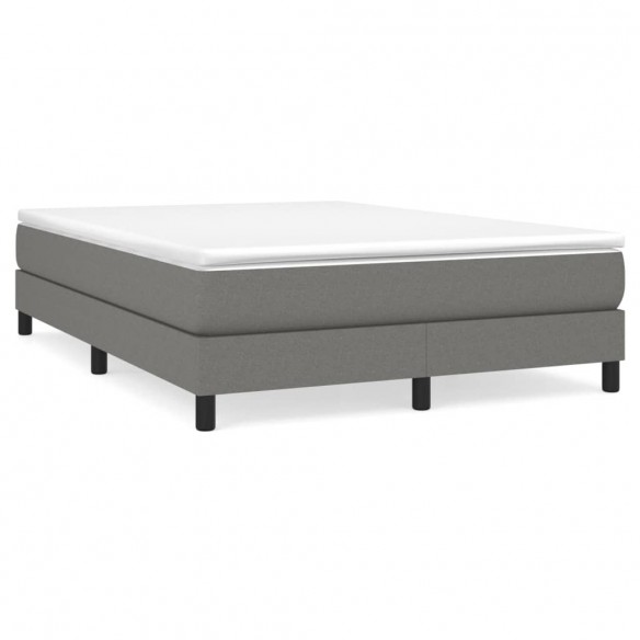 Cadre de lit avec matelas Gris foncé 140x200cm Tissu