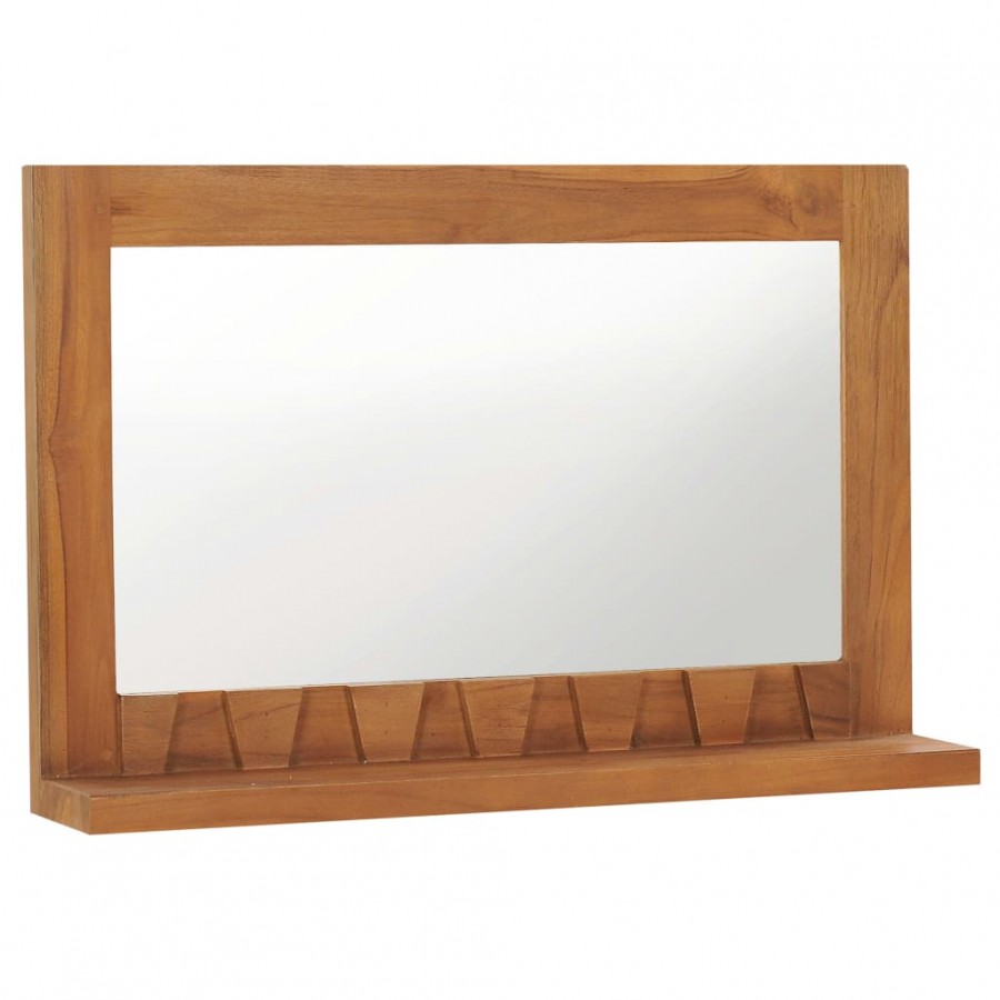 Miroir mural avec étagère 60x12x40 cm Bois de teck massif