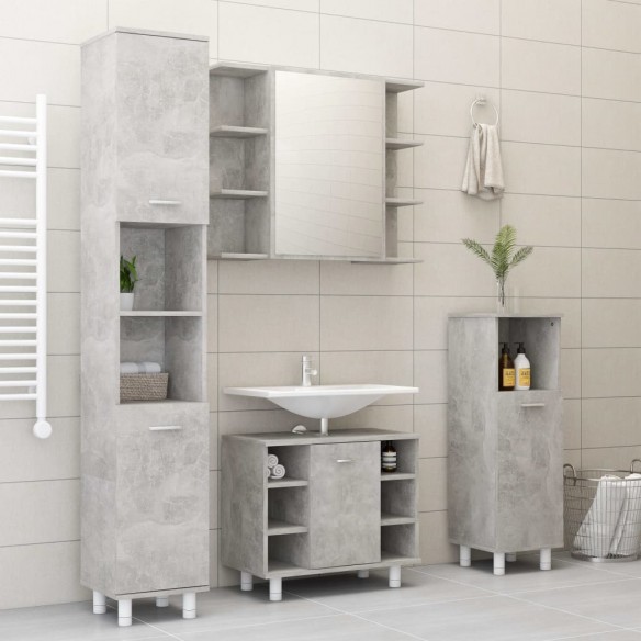 Ensemble de meubles de bain 4 pcs Gris béton Aggloméré