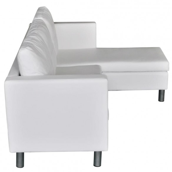 Canapé sectionnel à 3 places cuir synthétique blanc