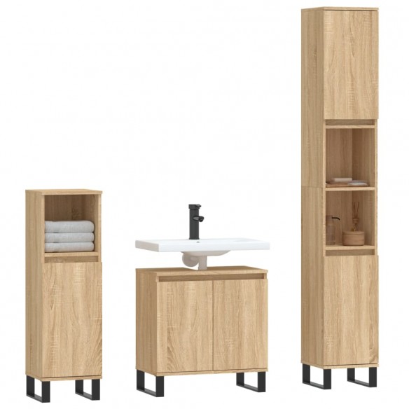 Ensemble de meubles de salle de bain 3 pcs chêne sonoma