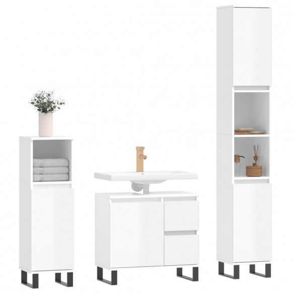 Ensemble de meubles de salle de bain 3 pcs blanc brillant