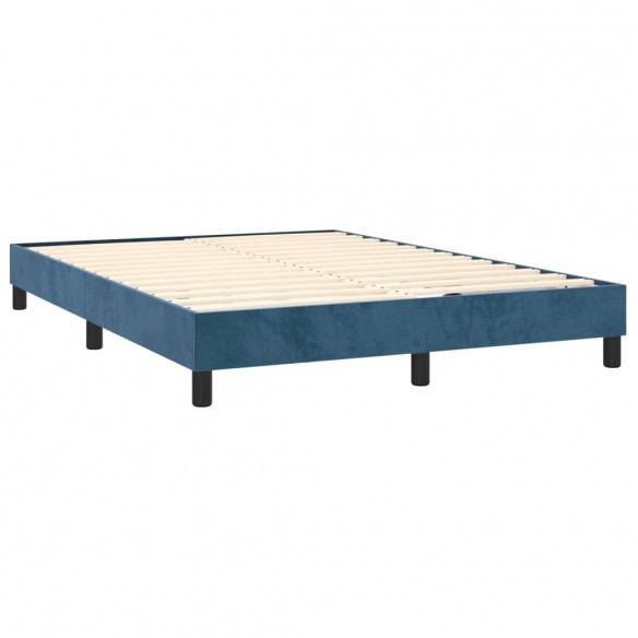 Sommier à lattes de lit avec matelas LED Bleu foncé 140x200 cm