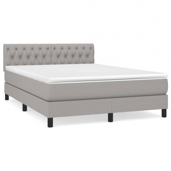 Cadre de lit avec matelas Gris clair 140x190cm Tissu