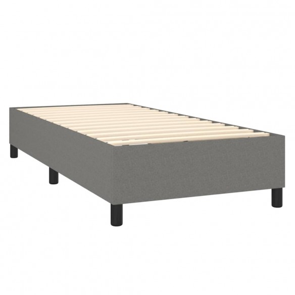 Sommier à lattes de lit avec matelas Gris foncé 100x200cm Tissu