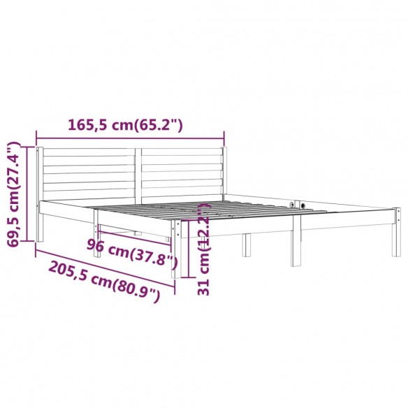 Cadre de lit Bois de pin massif 160x200 cm